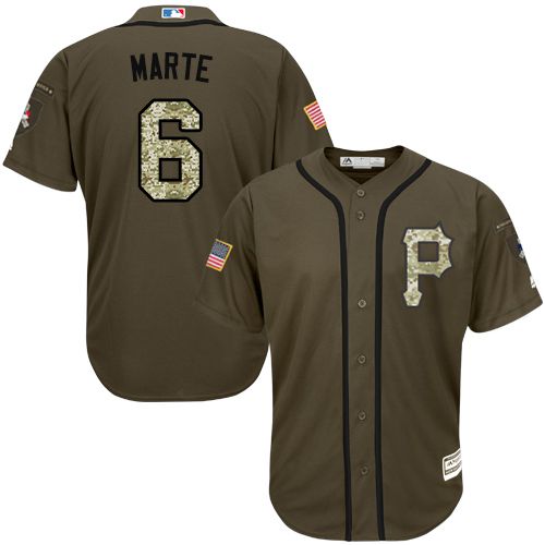 Pirates #6 Starling Marte Green Salute to Service Stitched MLB Jersey